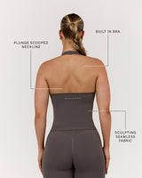 SEAMLESS PLUNGE HALTER TOP - FALCON