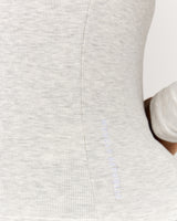HENLEY RIBBED LONG SLEEVE TOP - SNOW GREY