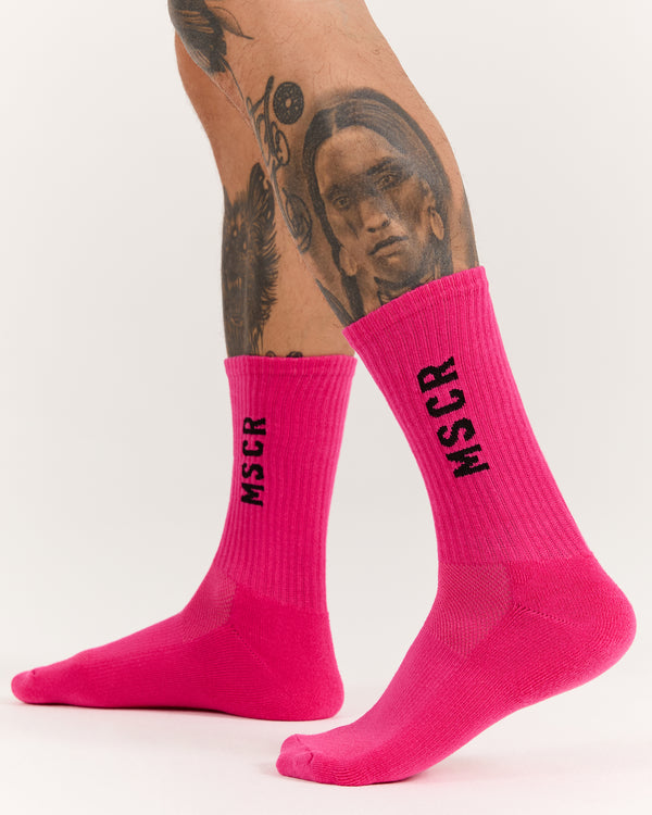 MENS MSCR SOCKS - HOT PINK