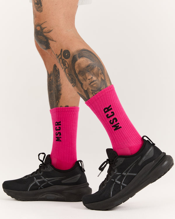 MENS MSCR SOCKS - HOT PINK
