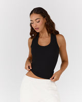 HYBRID RIBBED TANK - BLACK