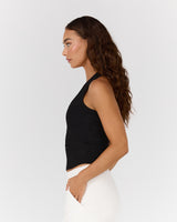 HYBRID RIBBED TANK - BLACK