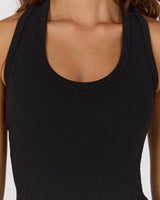 HYBRID RIBBED TANK - BLACK