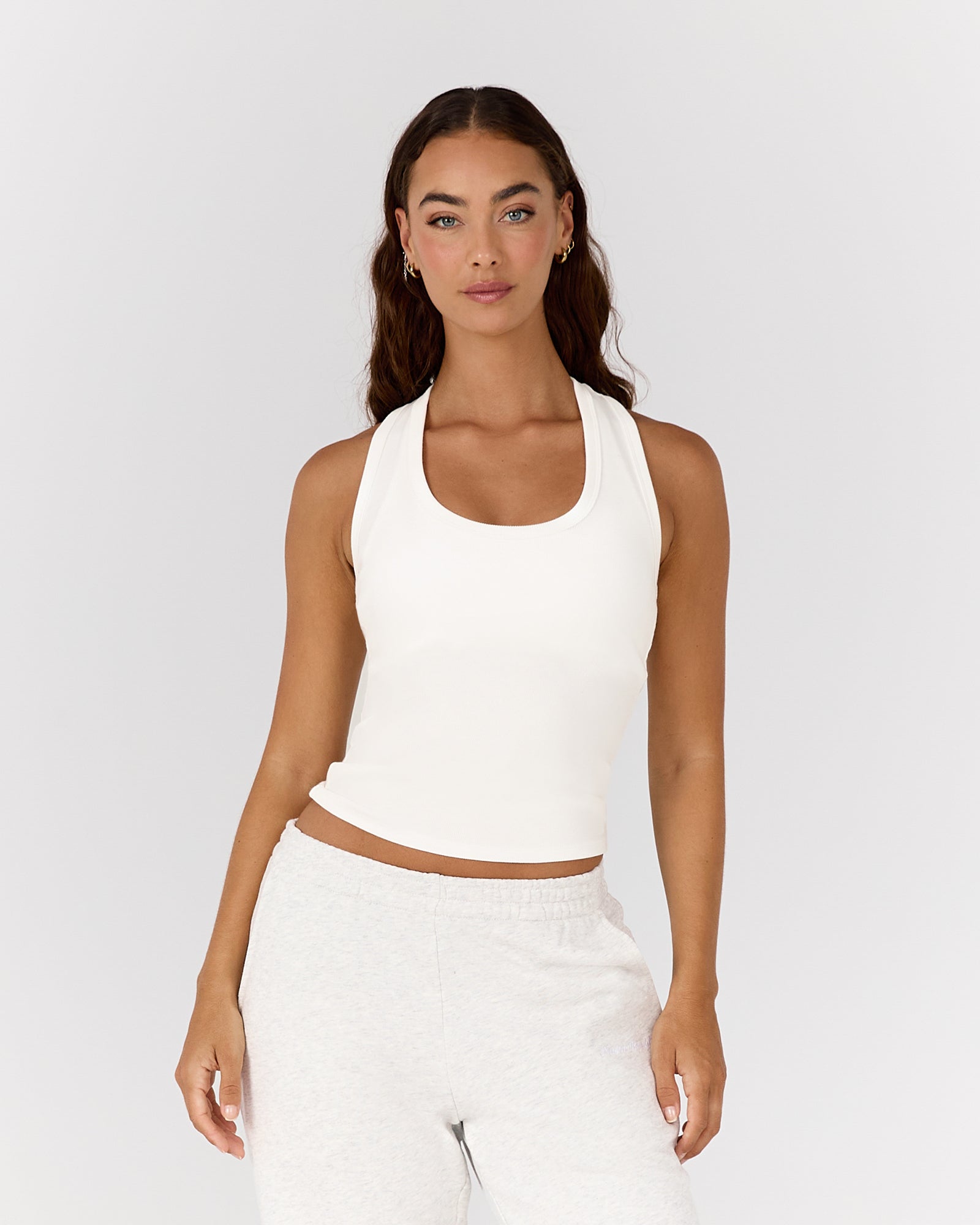 HYBRID RIBBED TANK - IVORY – MUSCLE REPUBLIC