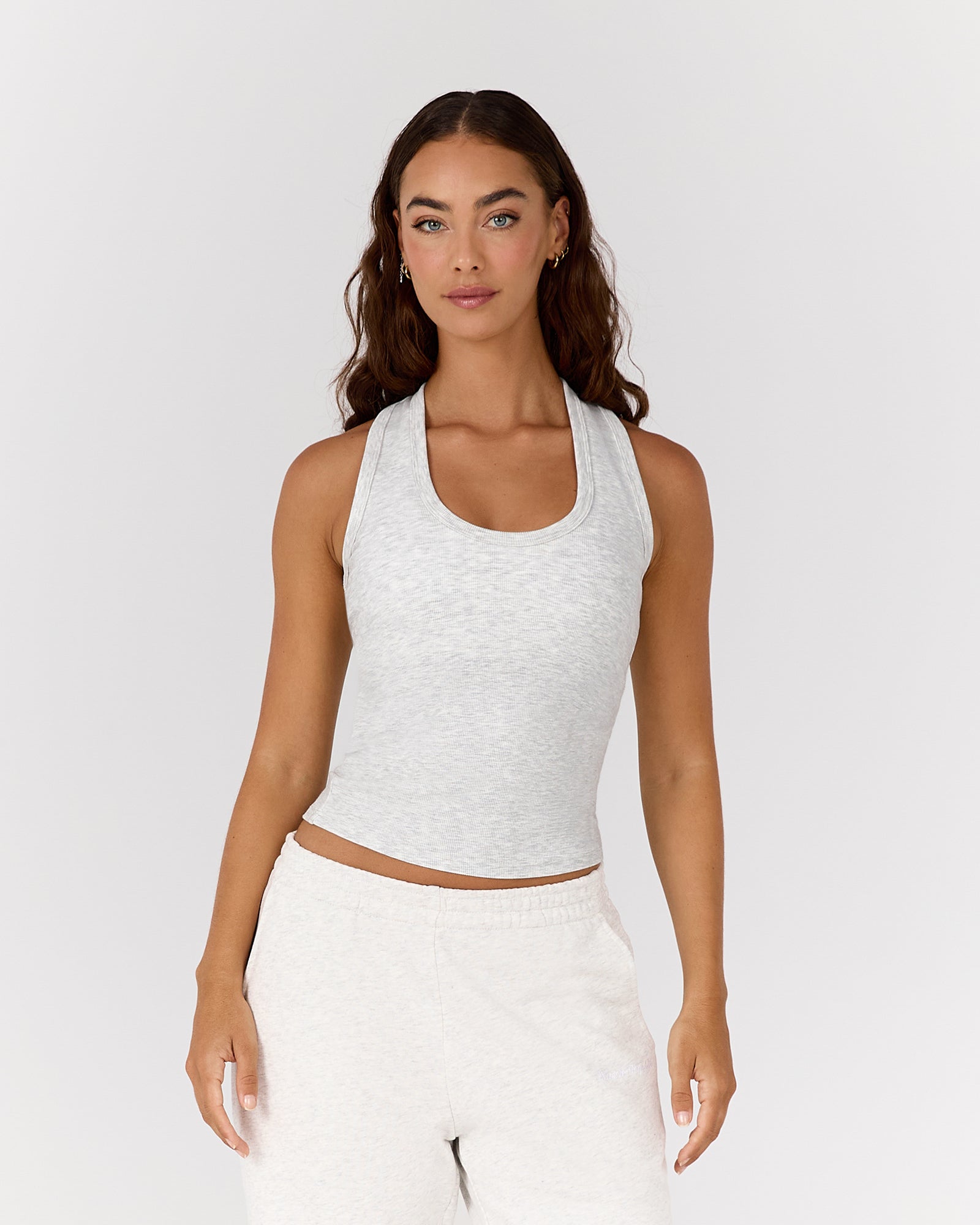 HYBRID RIBBED TANK - SNOW GREY – MUSCLE REPUBLIC