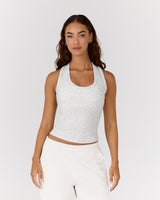 HYBRID RIBBED TANK - SNOW GREY