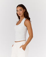 HYBRID RIBBED TANK - SNOW GREY