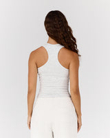 HYBRID RIBBED TANK - SNOW GREY