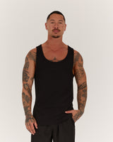 IGNITE RIBBED SINGLET - BLACK
