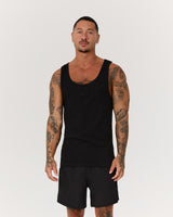 IGNITE RIBBED SINGLET - BLACK