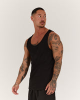 IGNITE RIBBED SINGLET - BLACK
