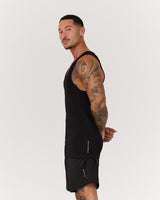 IGNITE RIBBED SINGLET - BLACK