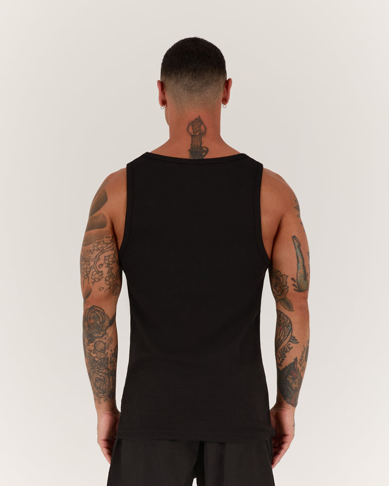 IGNITE RIBBED SINGLET - BLACK