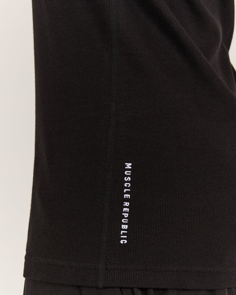IGNITE RIBBED SINGLET - BLACK