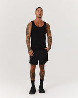 IGNITE RIBBED SINGLET - BLACK