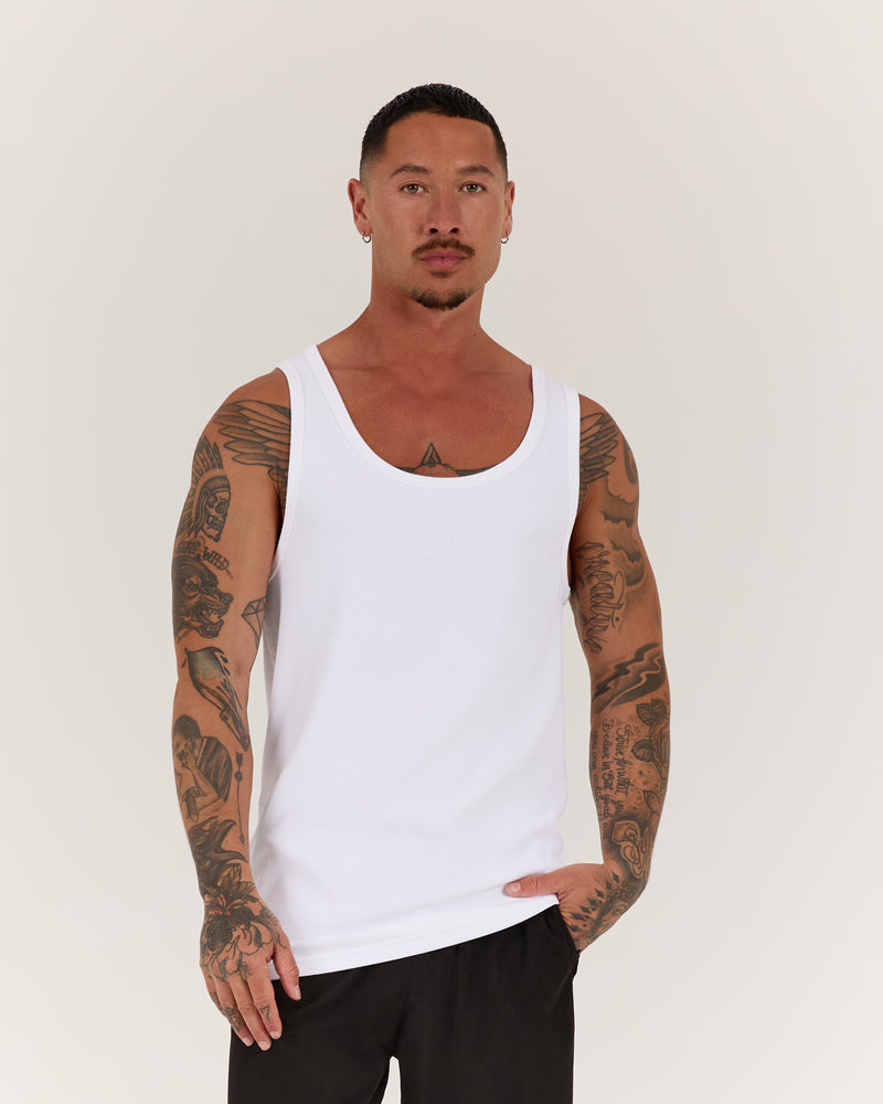 IGNITE RIBBED SINGLET - WHITE
