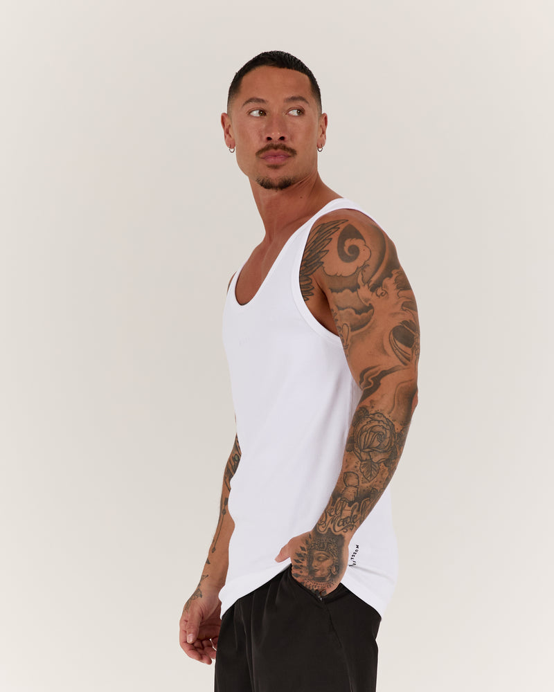 IGNITE RIBBED SINGLET - WHITE