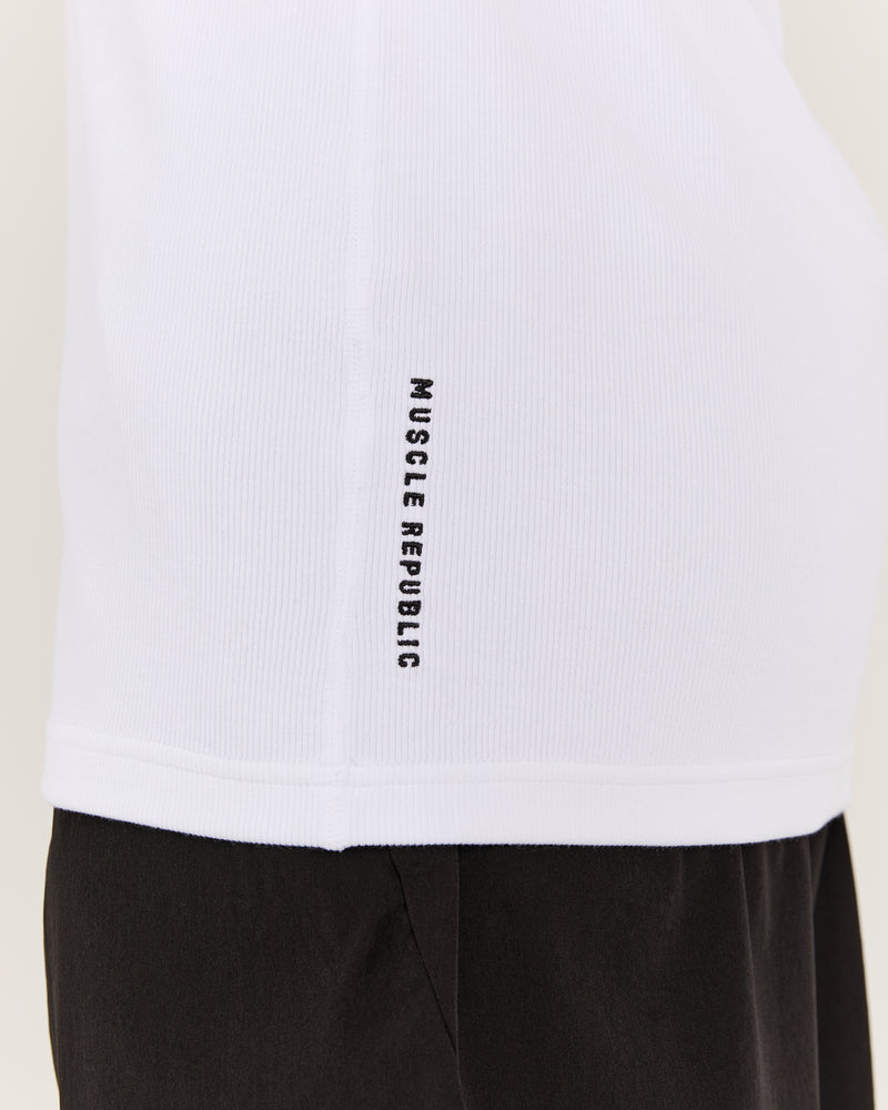 IGNITE RIBBED SINGLET - WHITE