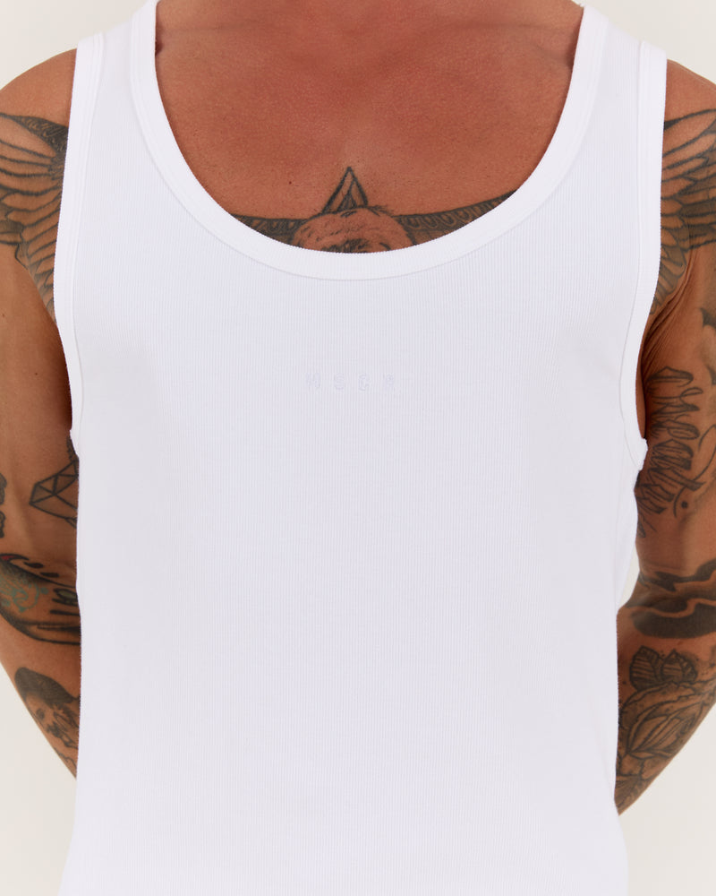 IGNITE RIBBED SINGLET - WHITE