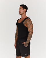 IGNITE RIBBED SINGLET - BLACK