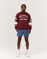 MEN'S RELAXED SWEAT - BURGUNDY LETTERMAN