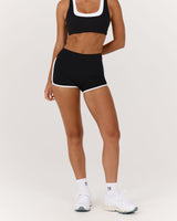 LUXE CONTRAST BOOTY SHORTS - BLACK WHITE