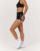 LUXE CONTRAST BOOTY SHORTS - BLACK WHITE
