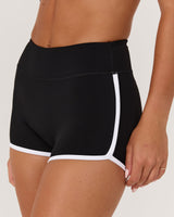 LUXE CONTRAST BOOTY SHORTS - BLACK WHITE