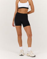 LUXE BIKER SHORTS V2 - BLACK WHITE