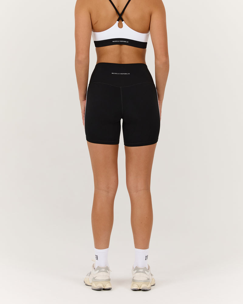 LUXE BIKER SHORTS V2 - BLACK WHITE