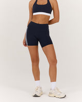 LUXE BIKER SHORTS V2 - DEEP NAVY WHITE