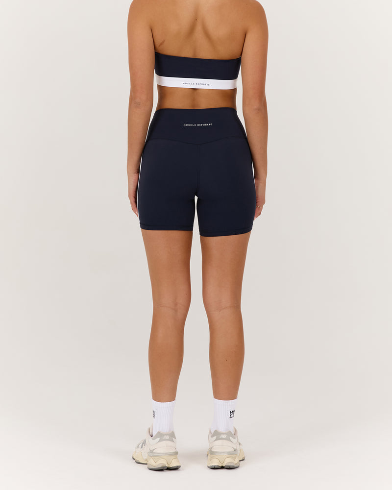 LUXE BIKER SHORTS V2 - DEEP NAVY WHITE
