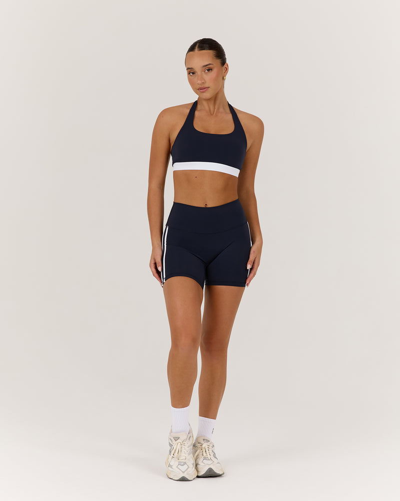 LUXE BIKER SHORTS V2 - DEEP NAVY WHITE