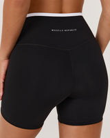 LUXE CONTRAST BIKER SHORTS - BLACK WHITE
