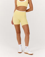 LUXE CONTRAST BIKER SHORTS - DOUBLE BUTTER WHITE