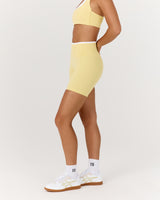 LUXE CONTRAST BIKER SHORTS - DOUBLE BUTTER WHITE