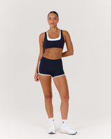 LUXE CONTRAST BOOTY SHORTS - DEEP NAVY WHITE