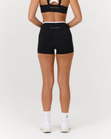LUXE CONTRAST MINI SHORTS - BLACK WHITE