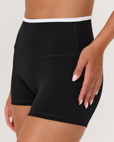 LUXE CONTRAST MINI SHORTS - BLACK WHITE