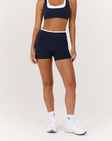 LUXE CONTRAST MINI SHORTS - DEEP NAVY WHITE