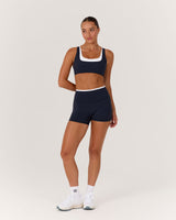 LUXE CONTRAST MINI SHORTS - DEEP NAVY WHITE