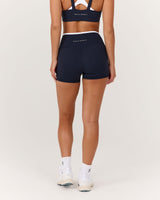 LUXE CONTRAST MINI SHORTS - DEEP NAVY WHITE