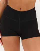 LUXE DARCY MID RISE BOOTY SHORTS - BLACK