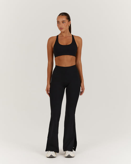 LUXE GIGI SPLIT FLARES - BLACK