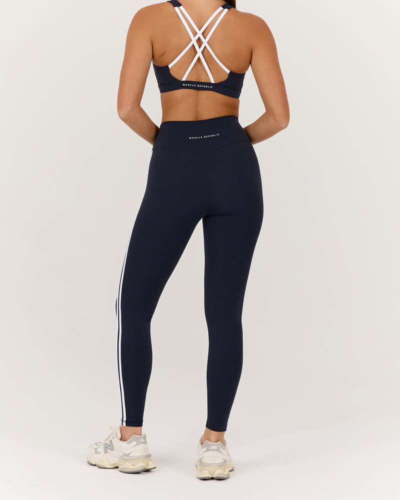 LUXE LEGGINGS 28" - DEEP NAVY WHITE