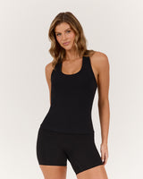 LUXE LONGLINE TANK - BLACK