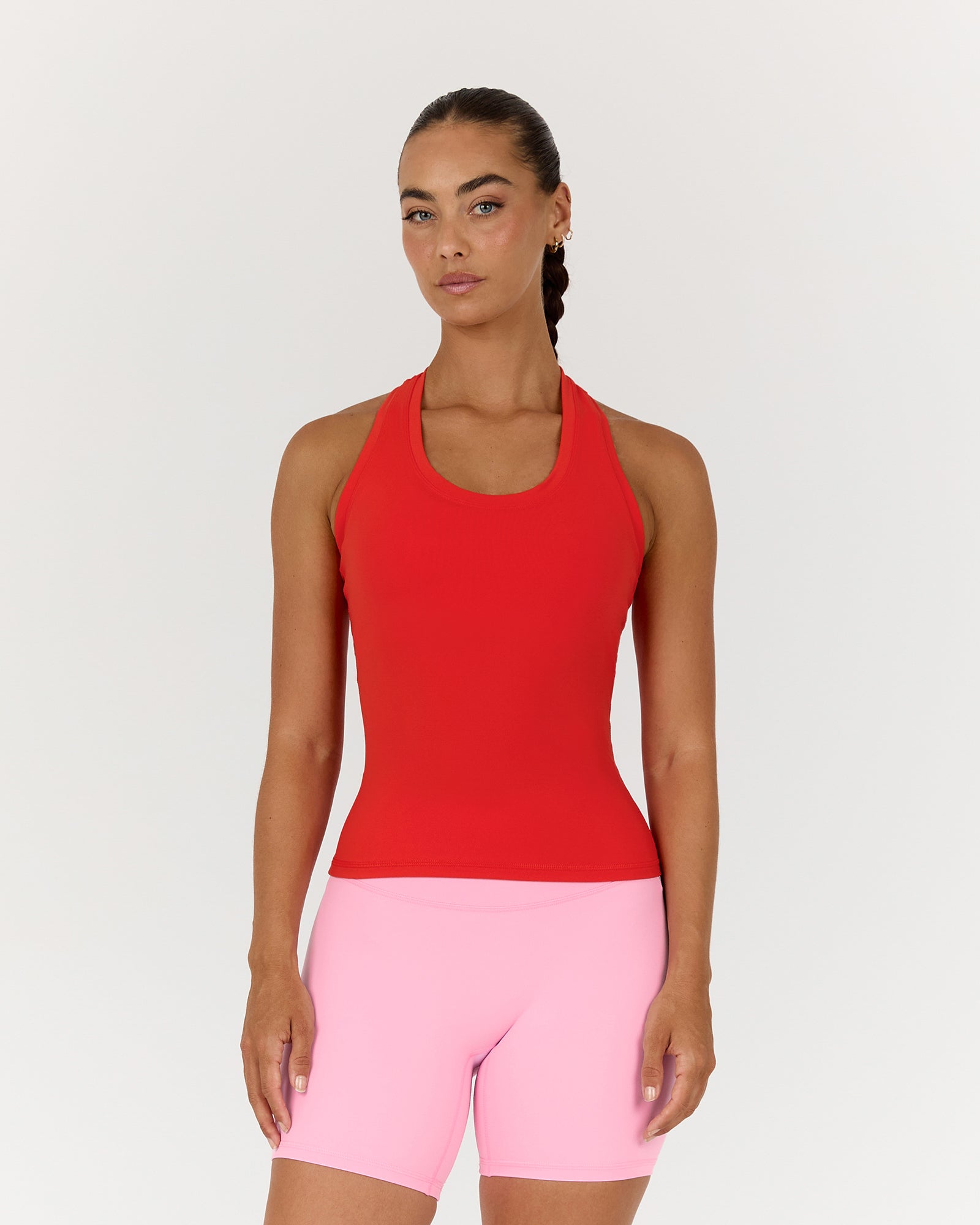 LUXE LONGLINE TANK - FIERY RED – MUSCLE REPUBLIC
