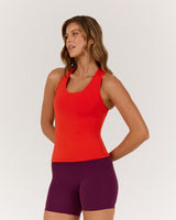 LUXE LONGLINE TANK - FIERY RED