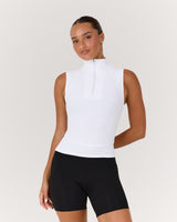 LUXE MAYA SLEEVELESS TOP - WHITE