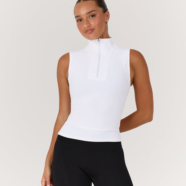 LUXE MAYA SLEEVELESS TOP - WHITE – MUSCLE REPUBLIC